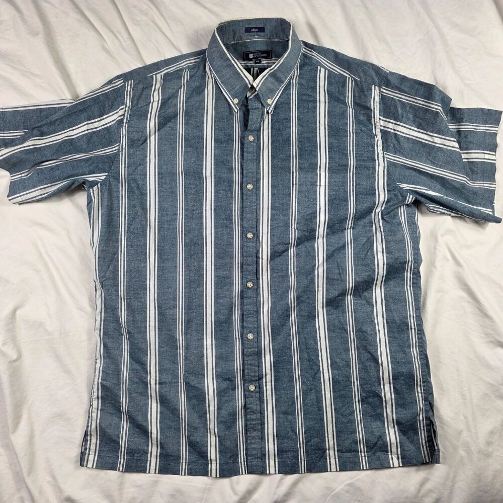 Reyn Spooner Classic Mens Size XL Blue White Striped Button Up Shirt Casual
